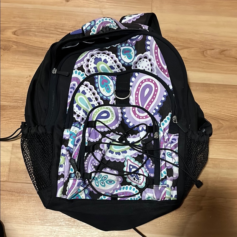 Pottery Barn Teen Black and Purple Paisley Backpack
